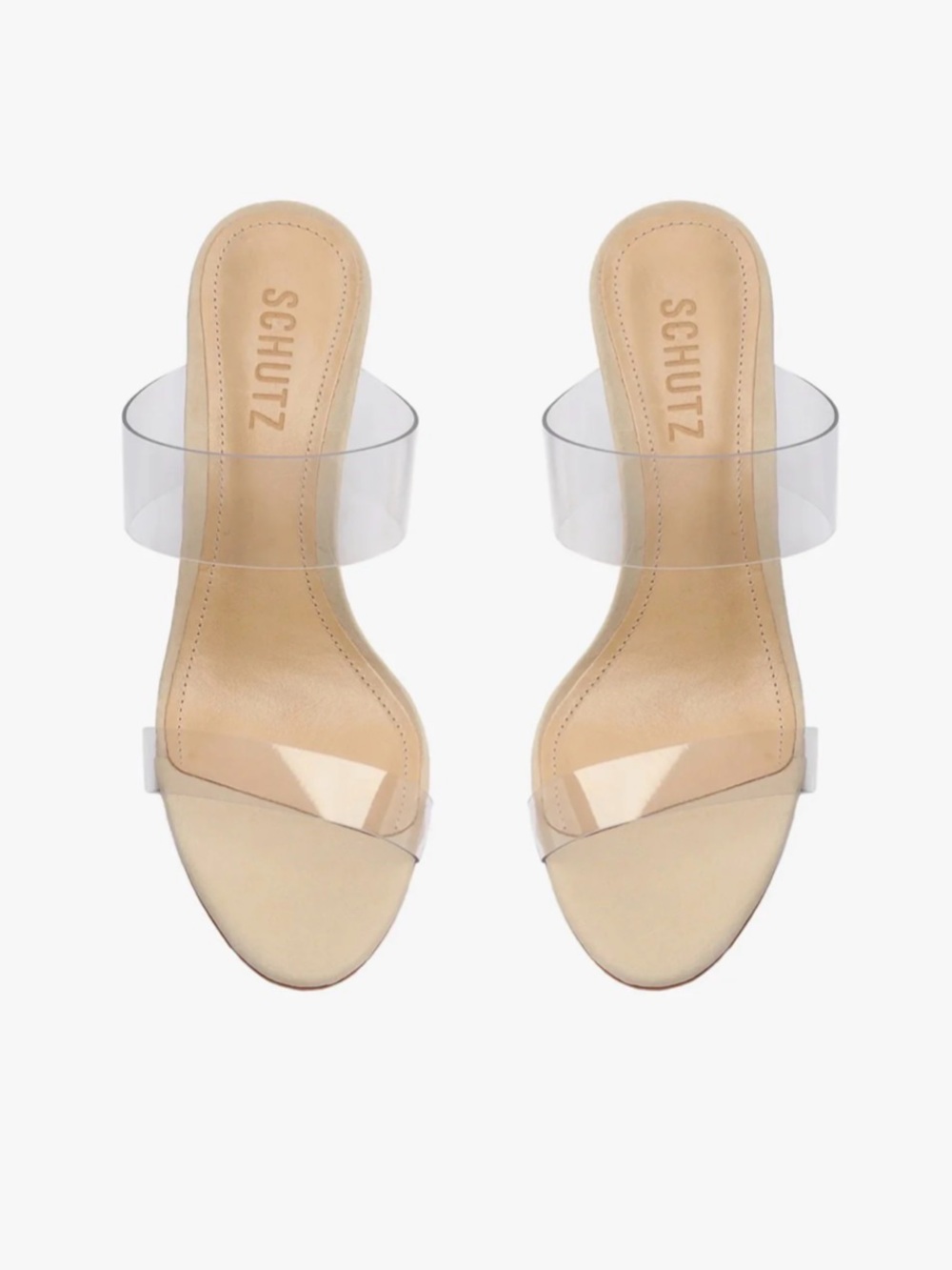 SCHUTZ Nude and Clear Slide Sandals